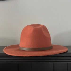Rust colored wide brim fedora